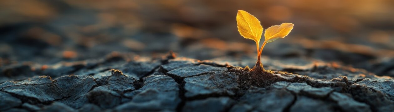 Renewal from Failure: Cracked Seed Sprouting with Hope - Detailed Texture of New Beginning
