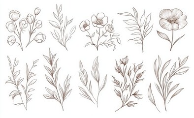 Flowers on a branch. Roses and leaves for wedding concepts. Greeting cards and invitations. Modern arrangements for greeting cards and invitations, modern arrangements for greeting cards and invites.