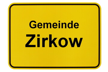 Illustration eines Ortsausgangsschildes der Gemeinde Zirkow in Mecklenburg-Vorpommern