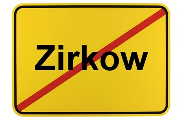 Illustration eines Ortsausgangsschildes der Gemeinde Zirkow in Mecklenburg-Vorpommern