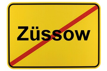 Illustration eines Ortsausgangsschildes der Gemeinde Züssow in Mecklenburg-Vorpommern