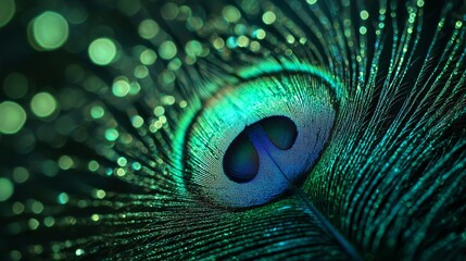  A tight shot of a peacock's vibrant, iridescent feathers Feathers, not repeated