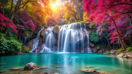 Obraz premium Serene, peaceful waterfall with vivid colors perfect for inspiring awe and tranquility , waterfall, serene, peaceful