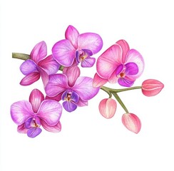 Obraz premium Isolated white watercolor flowers orchids