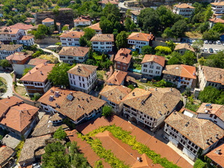 Traditional Ottoman Houses in Safranbolu. Safranbolu UNESCO World Heritage Site. Old wooden mansions turkish architecture. Safranbolu landscape view.