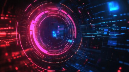 Obraz premium Abstract 3d paper circle with circuit board futuristic tech design digital