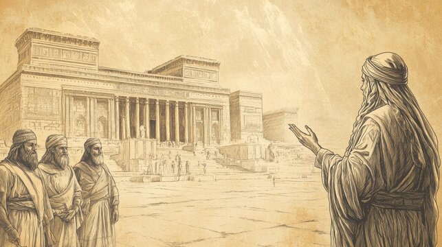 Huldah delivering God&rsquo;s message to Josiah&rsquo;s messengers, capturing the essence of prophecy, judgment, and mercy, ideal for historical and religious content
