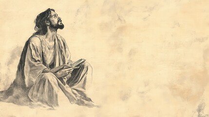 Fototapeta premium Josiah’s deep repentance, tearing his clothes in grief after hearing the Book of the Law, capturing his determination to lead Judah, ideal for historical and religious content