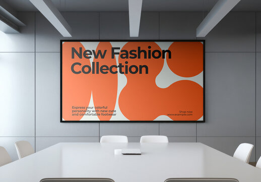 Screen Meeting Room TV Mockup With Generative AI
