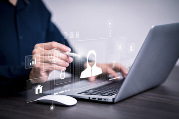 Cyber security and Security password login online concept Hands typing and entering username and password of social media, logging in with smartphone to an online bank account, data protection hacker