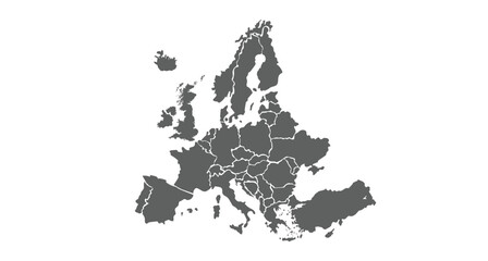Europe map in grey, designed for clarity and aesthetic appeal.
