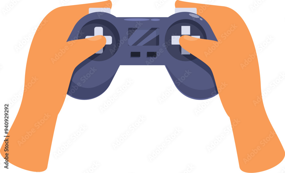 Aufkleber two hands holding a video game controller, pressing buttons and playing