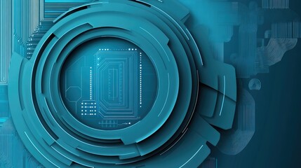 Obraz premium Abstract 3d paper circle with circuit board futuristic tech design digital