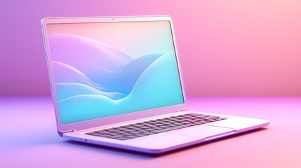 Modern laptop with a vibrant pastel screen, perfect for tech, education, or business themes and configurations.