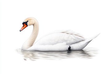 Naklejka premium A graceful swan glides across the serene water, showcasing its elegance and beauty in a natural setting.