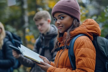 students taking notes during an outdoor field trip