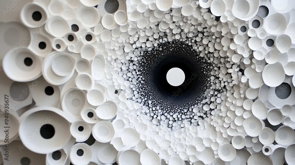 Aufkleber 95. abstract 3d wall art with a dynamic arrangement of circle paper cutouts creating a radial burst
