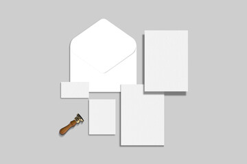 Fototapeta premium Plain White Blank Stationery Branding Mockup