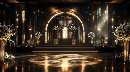 Art Deco Wedding Stage with Metallic Accents