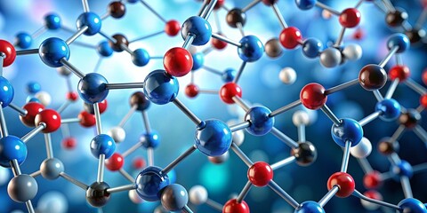 Molecular Structure showing atoms and bonds, science, chemistry, molecules, research, biology, structure, atoms
