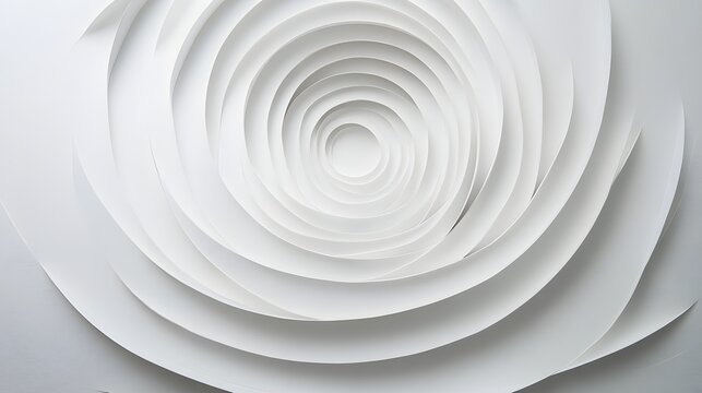 87. Modern 3D wall art of concentric circle paper cutouts arranged in a dynamic, layered formation