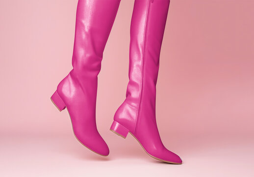 Knee High Leather Boots Mockup With Generative AI