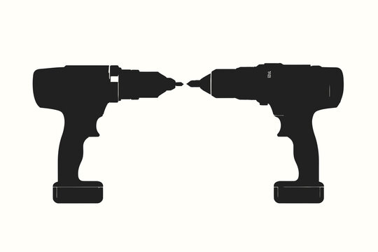 black drill silhouettes facing each other clip art preview