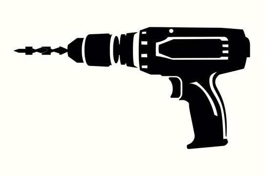 black drill tool on white background clip art preview