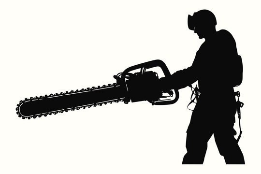 black silhouette chainsaw operator clip art preview