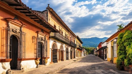 Fototapeta premium Cobblestone Street in a Historic Town