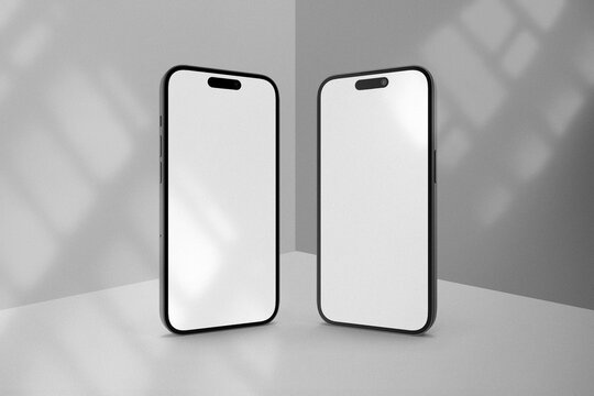 Stand iPhone 15 Story Mockup with Shadow Overlay
