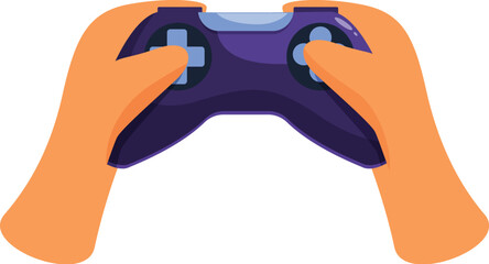 Hands holding a wireless gamepad, playing a video game © nsit0108
