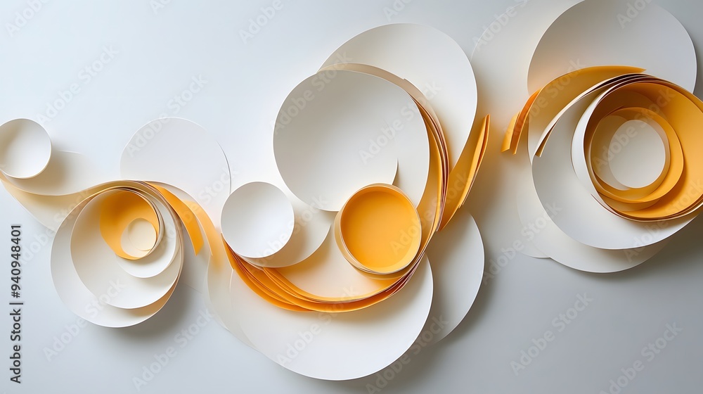 Aufkleber 80. abstract 3d wall art with layered circle paper cutouts creating a sense of motion