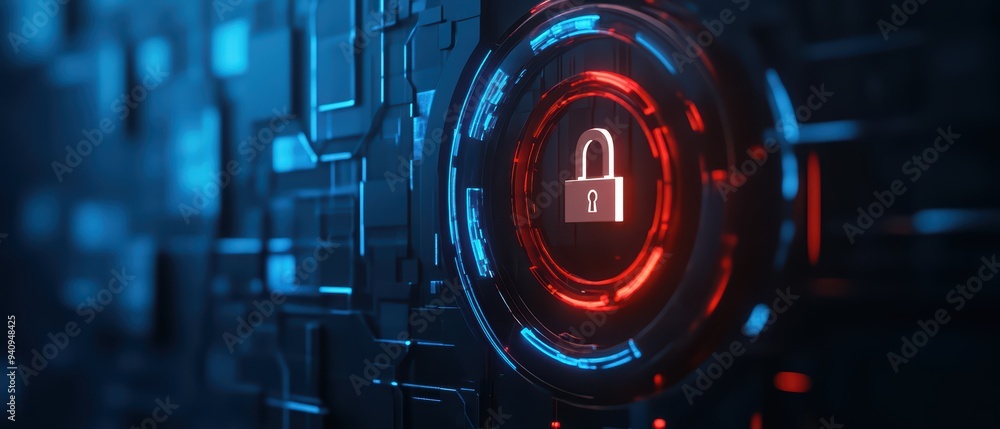 Aufkleber futuristic technology background featuring a secure lock symbol, highlighting digital security and d