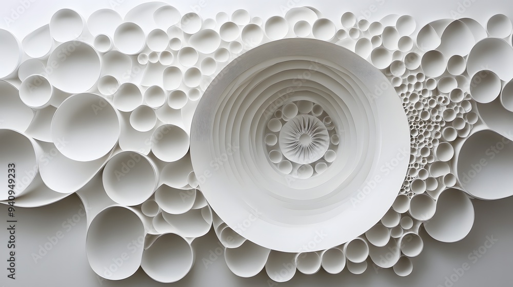 Poster 81. modern 3d wall art featuring a series of circle paper cutouts with intricate, overlapping patter
