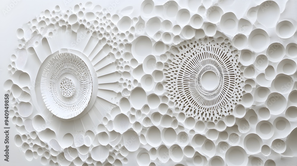 Poster 81. modern 3d wall art featuring a series of circle paper cutouts with intricate, overlapping patter
