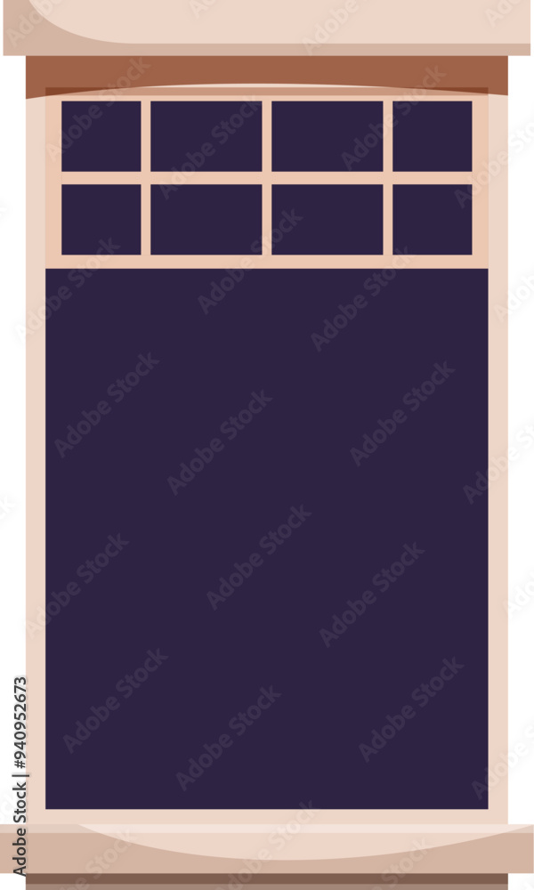 Poster big window with transom showing dark sky, perfect for backgrounds