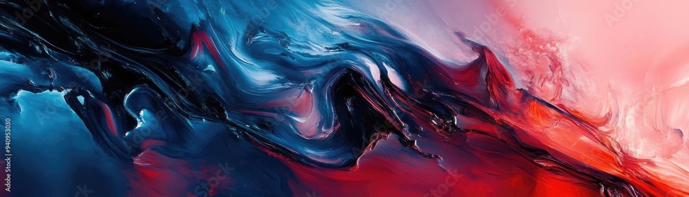 Poster Abstract art blending vibrant colors in fluid patterns creates a mesmerizing visual experience for creative projects.