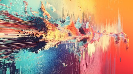 Abstract Pixelated Data Stream in Vibrant Colors