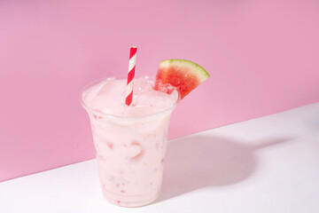 Watermelon milkshake or creamy slushie cocktail