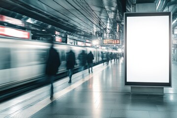 Mock up Banner light box Media Advertising in Train station 