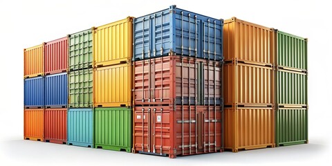 Fototapeta premium Cargo containers isolated on background for logistics concept, cargo, containers, shipping, isolated