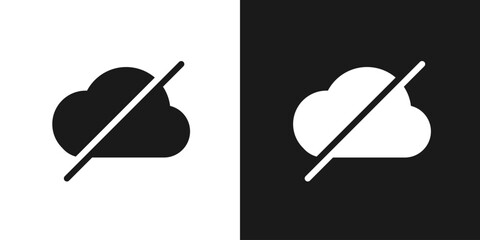 offline icon Flat set in black and white color outline vector