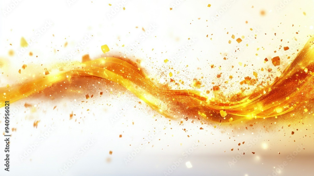 Poster bright sparks flying across a clean white background, creating a dynamic and energetic visual.