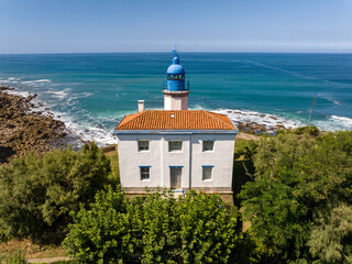 Faro de Zumaia en Gipuzkoa a vista drone