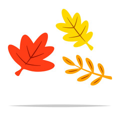 Autumn leaves flat color vector isolated illustration