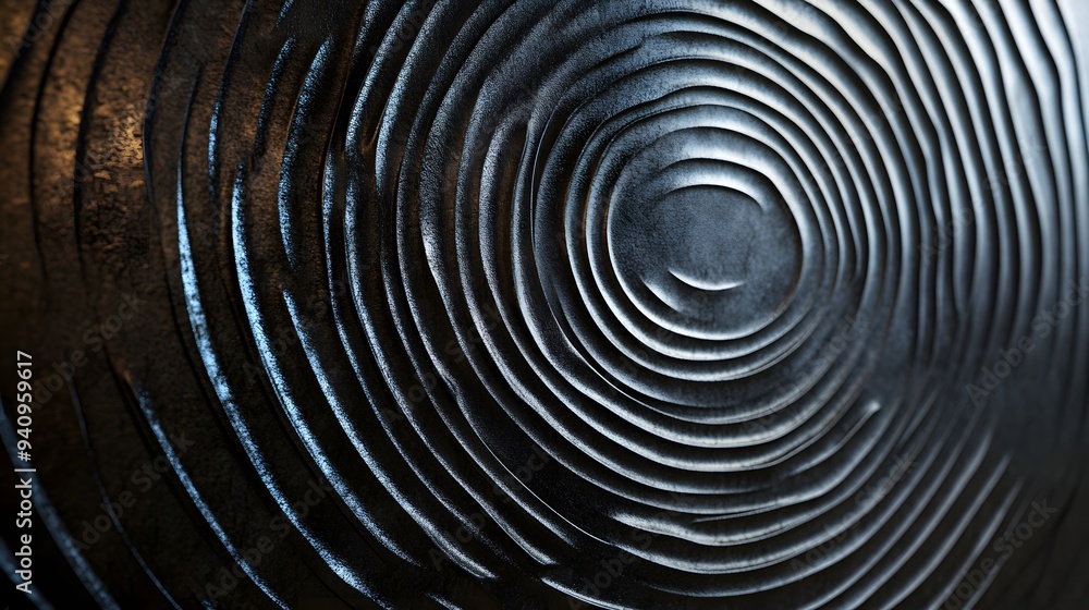 Poster 77. abstract 3d wall art with concentric circles creating a ripple effect on the surface