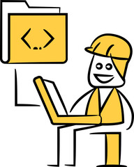 Engineer Coding on Laptop Illustration

