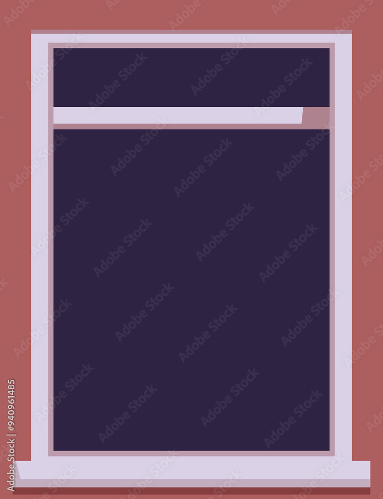 Poster closed window with a dark shade pulled down, preventing any light from entering