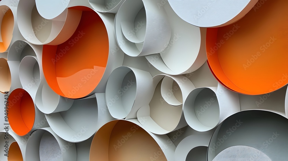 Poster 58. abstract 3d wall art featuring overlapping circle paper cutouts with a textured surface